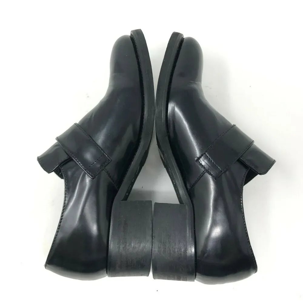 Vintage Black Patent Leather Loafers Women's 6 Chunky Heel Punk Retro 90s Eden‎